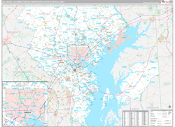 Baltimore-Columbia-Towson Metro Area Wall Map Premium Style 2024